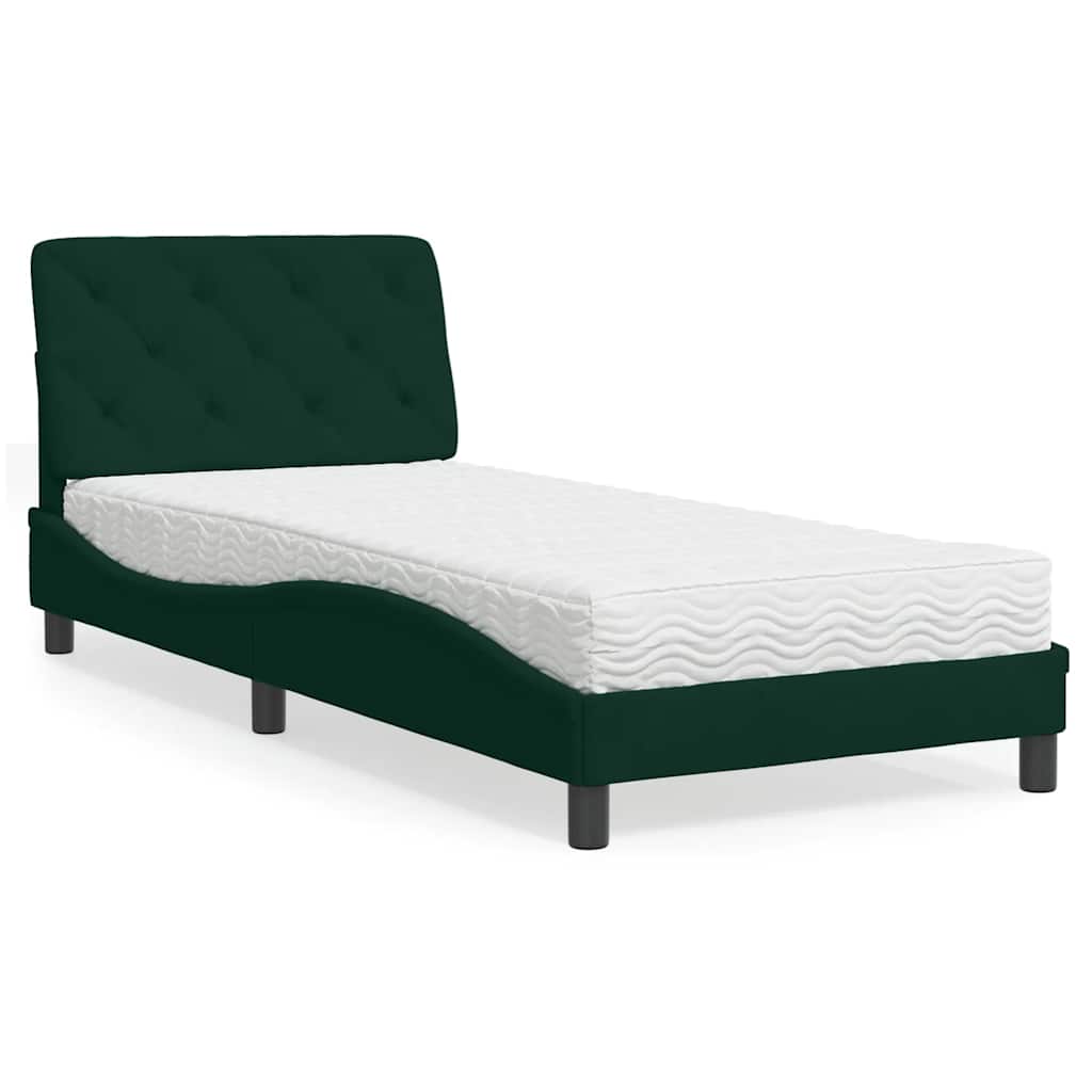 E-shop Multidom Posteľ s matracom tmavozelený 90x190 cm zamat