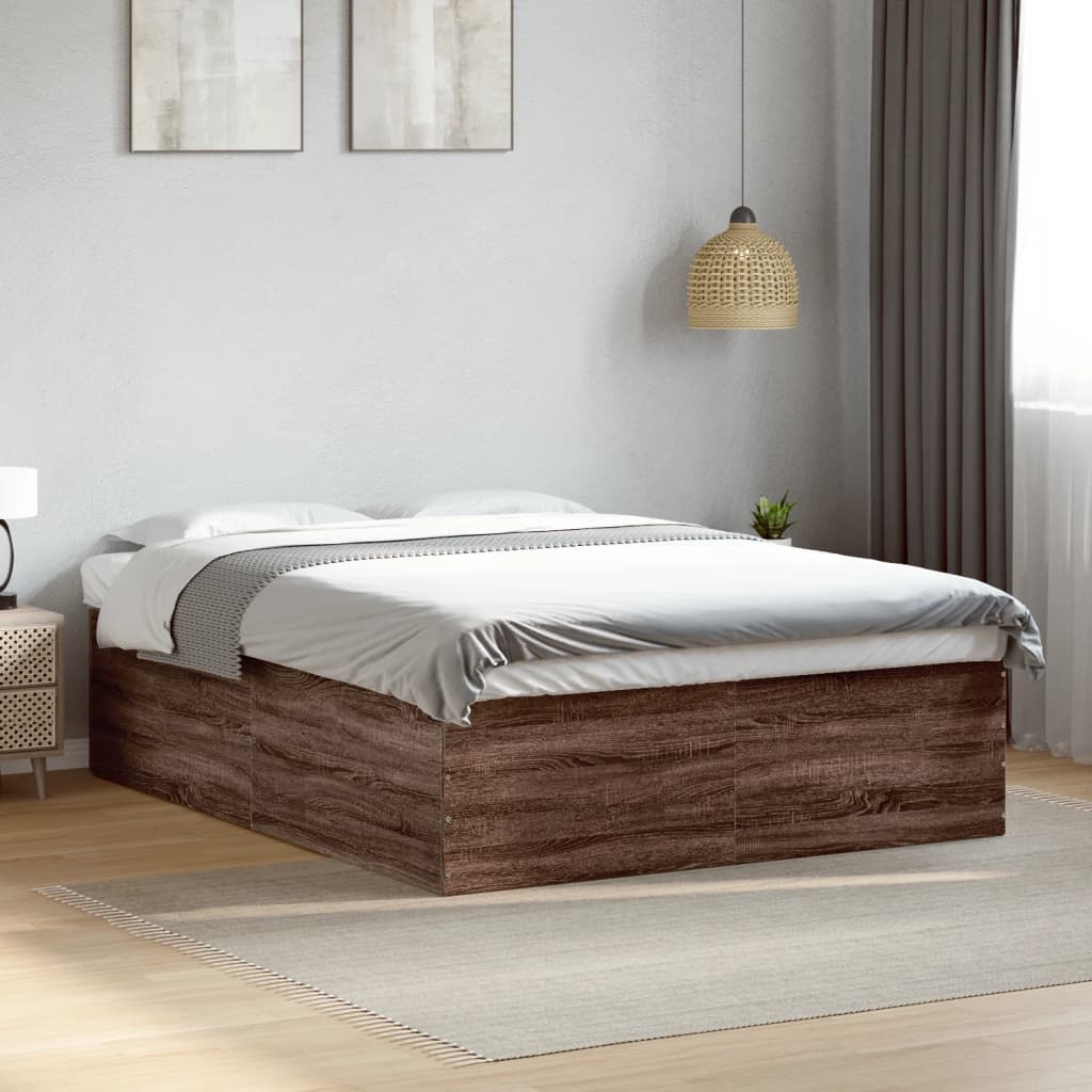 E-shop Multidom Posteľný rám hnedý dub 150x200 cm kompozitné drevo