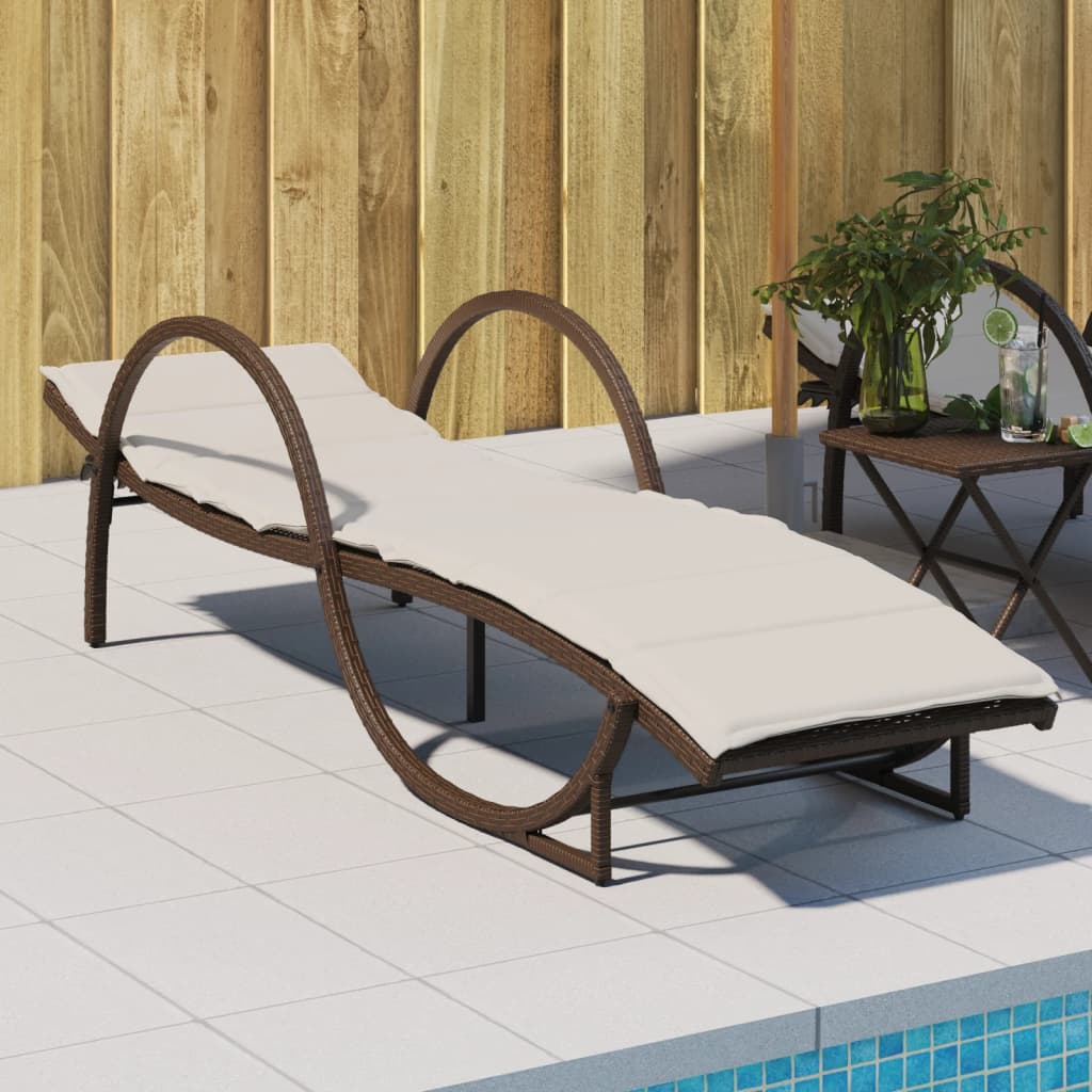 E-shop Multidom Záhradné ležadlo s vankúšom hnedé 60x199x42 cm polyratan