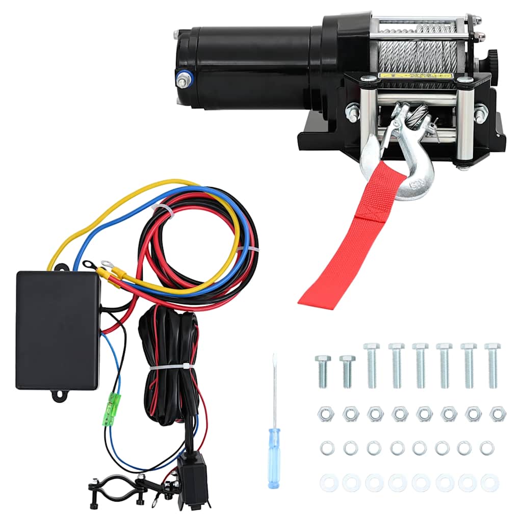 E-shop Multidom Elektrický navijak, 12 V, 1360 KG s montážnym tanierovým valčekom