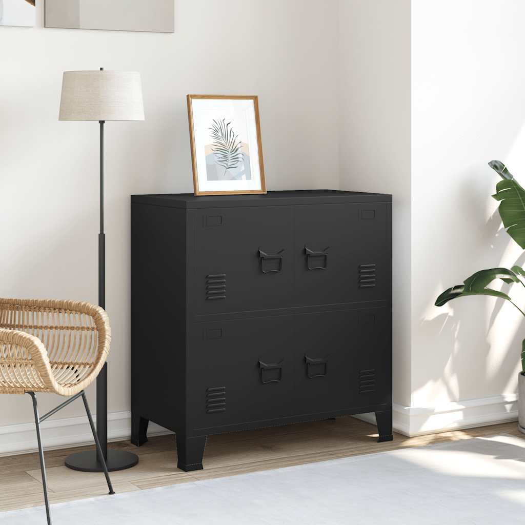 E-shop Multidom Industriálna úložná skrinka, čierna 75x40x80 cm, oceľ