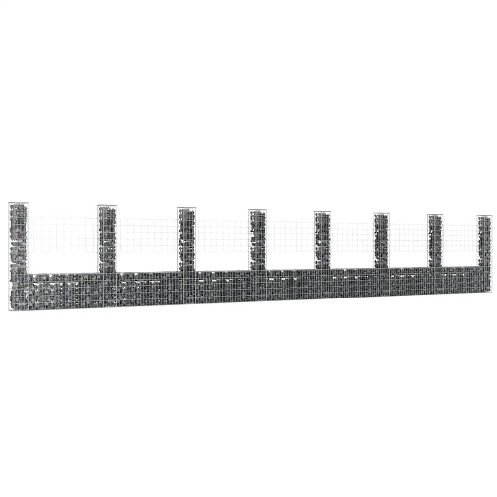E-shop Multidom Železný gabiónový kôš v tvare U s 8 stĺpmi 860x20x150 cm