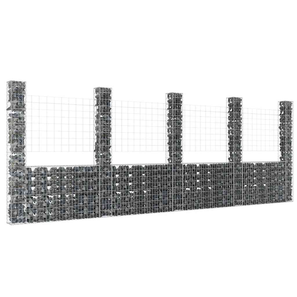 E-shop Multidom Železný gabiónový kôš v tvare U s 5 stĺpmi 500x20x200 cm