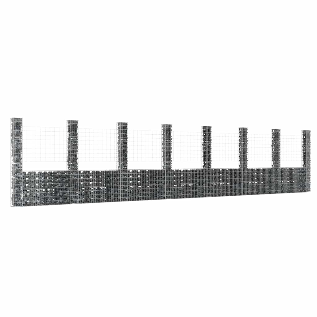 E-shop Multidom Železný gabiónový kôš v tvare U s 8 stĺpmi 860x20x200 cm