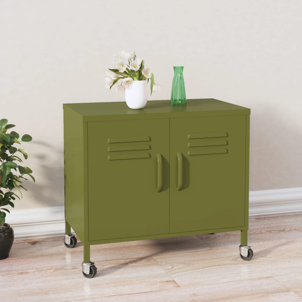E-shop Multidom Úložná skrinka, olivovo zelená 60x35x56 cm, oceľ