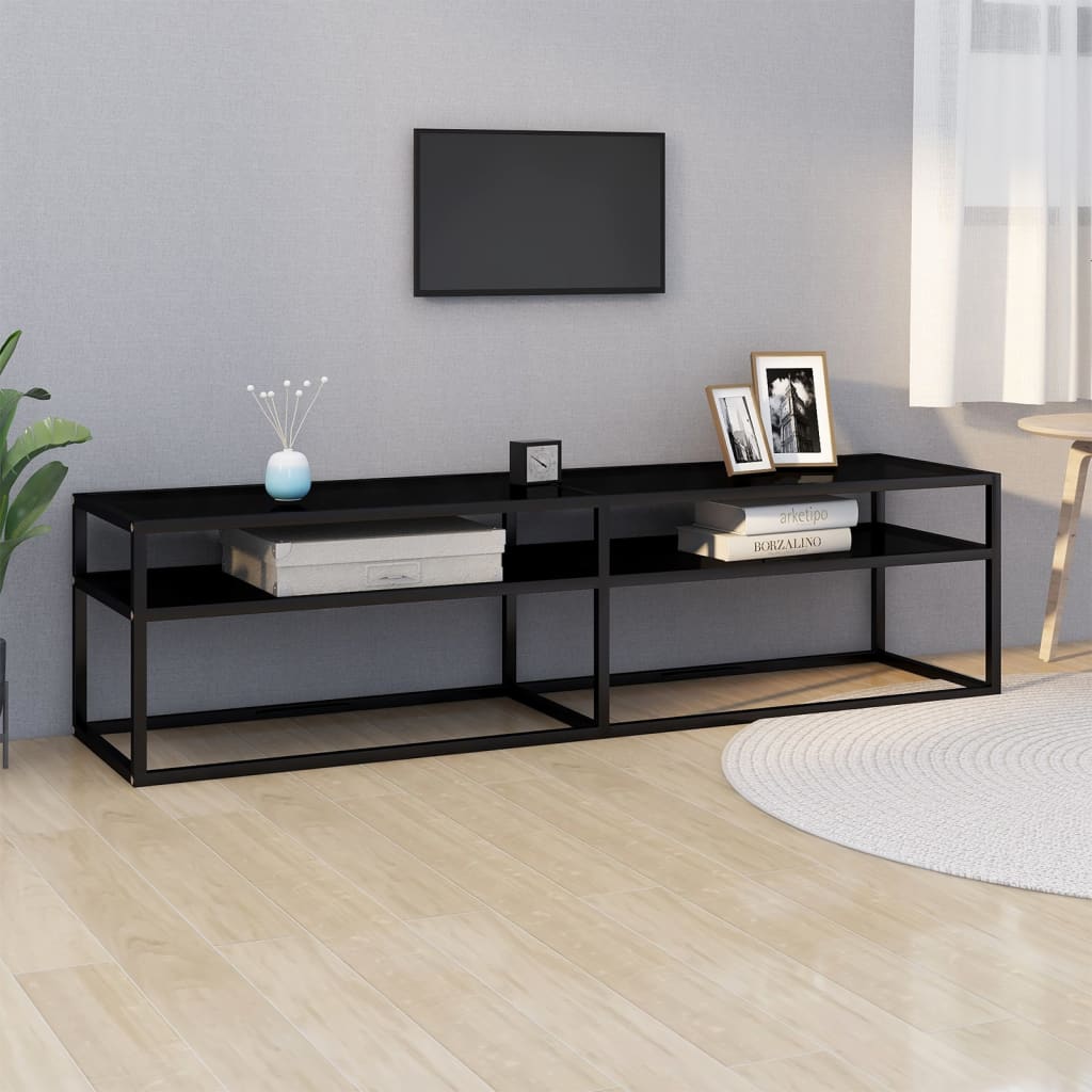 E-shop Multidom TV skrinka, čierna 160x40x40,5 cm, tvrdené sklo