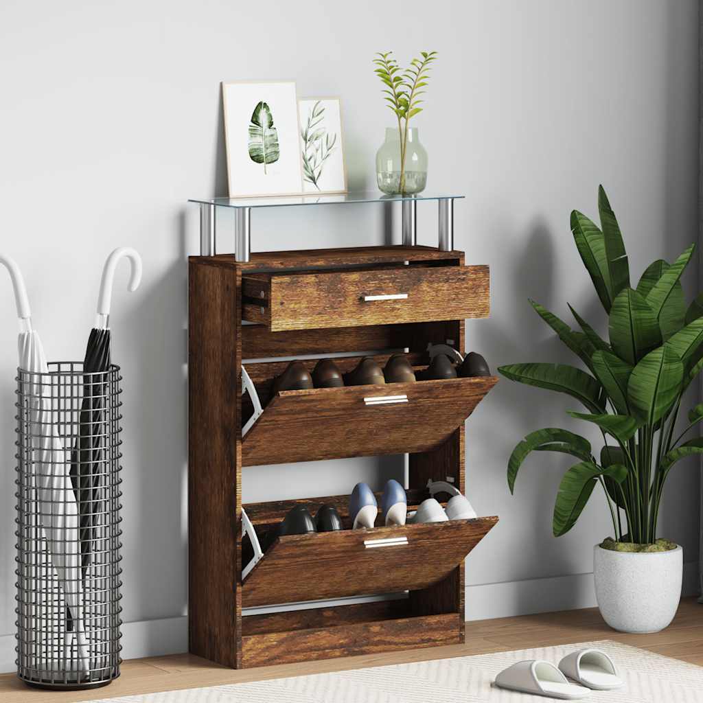 E-shop Multidom Botník dymový dub 63x24x104 cm spracované drevo