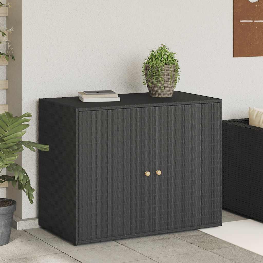 E-shop Multidom Záhradná úložná skrinka čierna 100x55,5x80 cm polyratan