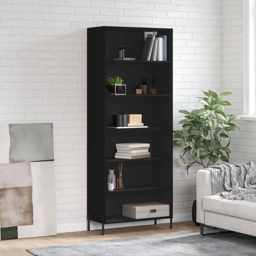 E-shop Multidom Vysoká skrinka čierna 69,5x32,5x180 cm kompozitné drevo