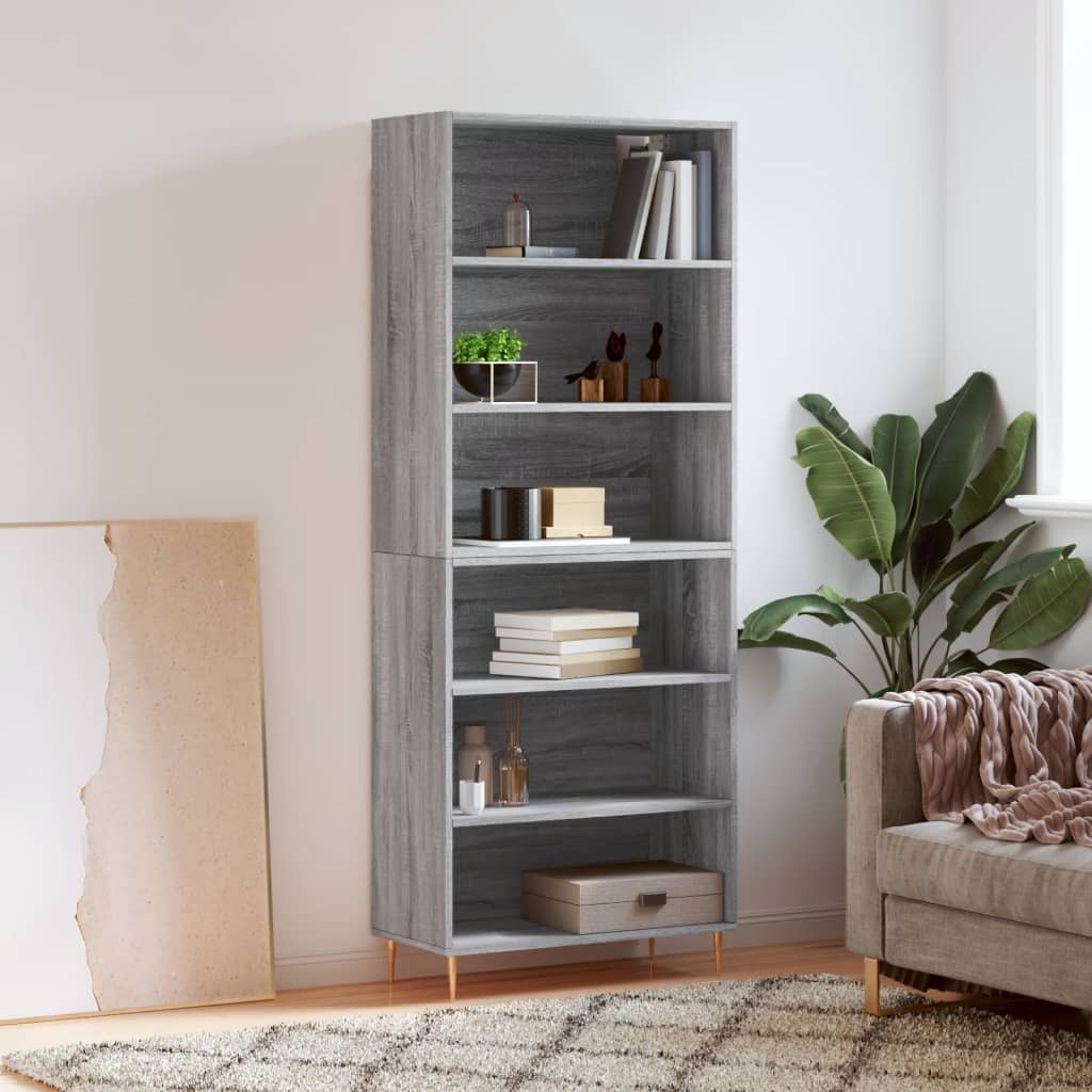 E-shop Multidom Vysoká skrinka sivá sonoma 69,5x32,5x180 cm kompozitné drevo