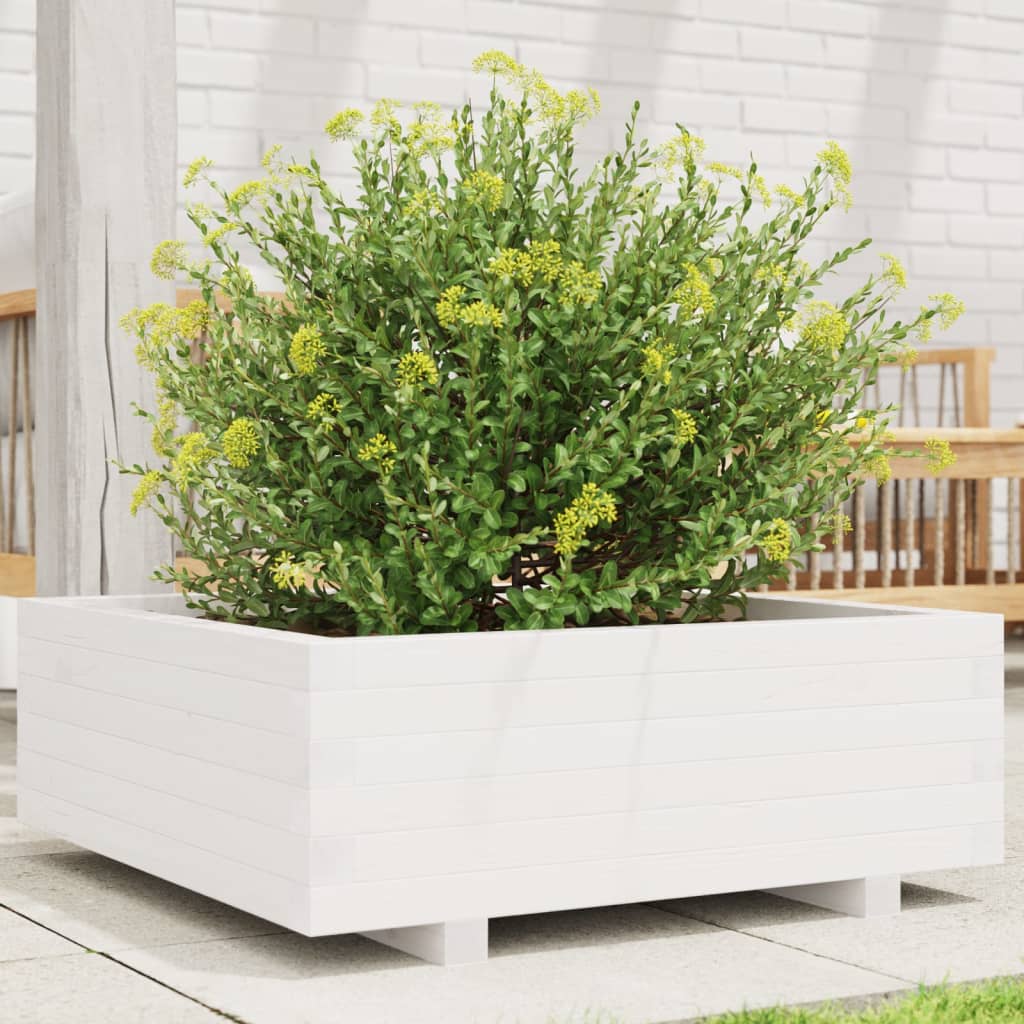 E-shop Multidom Záhradný kvetináč biely 70x70x26,5 cm masívna borovica