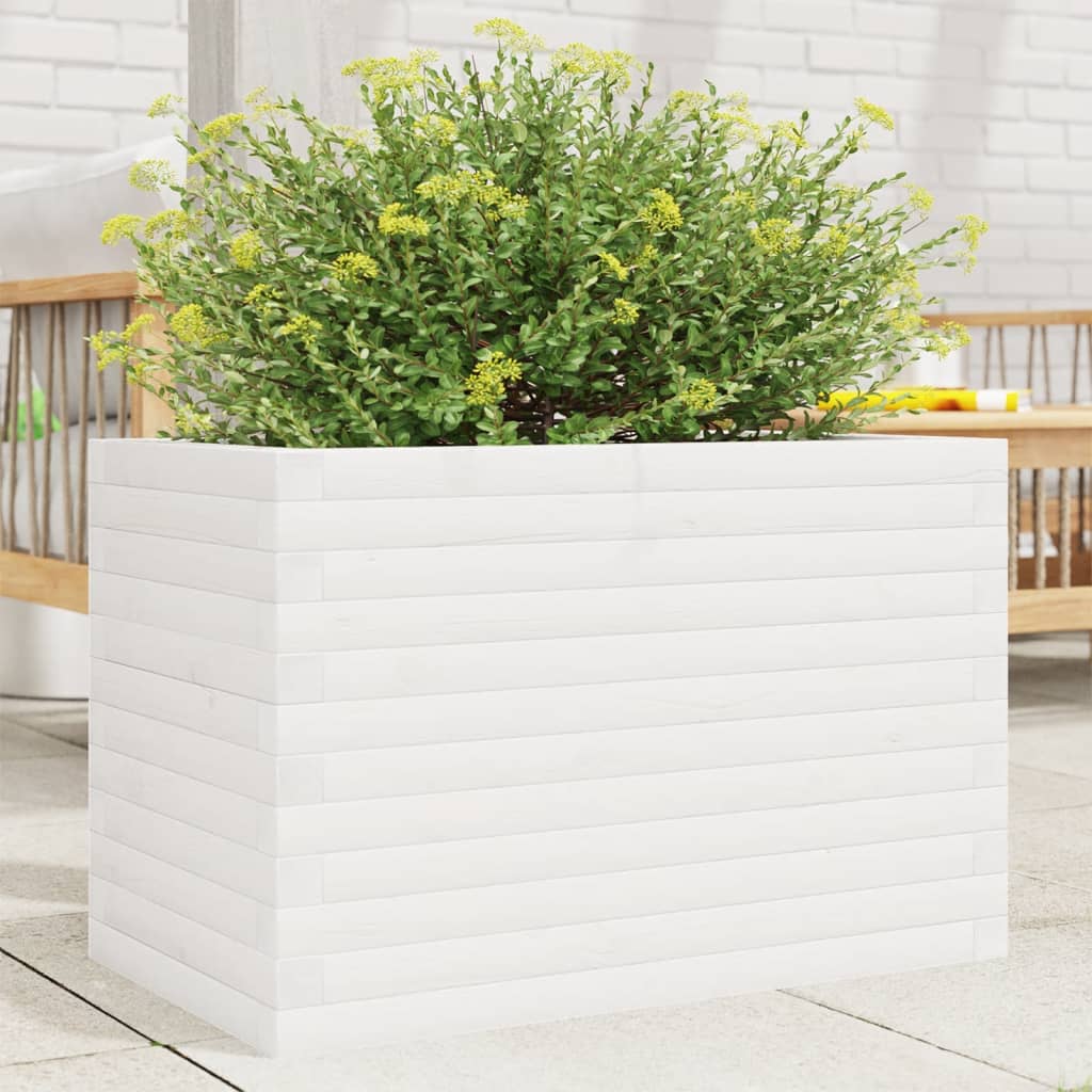 E-shop Multidom Záhradný kvetináč biely 70x40x46 cm borovicový masív