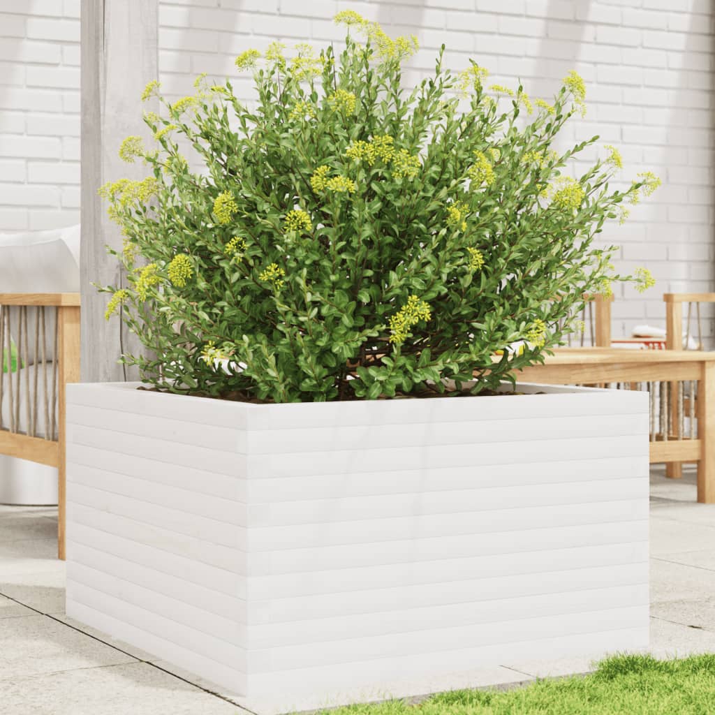 E-shop Multidom Záhradný kvetináč biely 80x80x45,5 cm masívna borovica