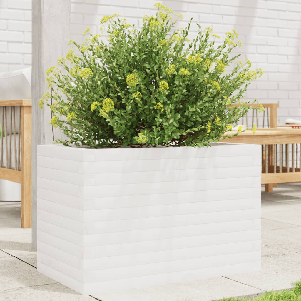 E-shop Multidom Záhradný kvetináč biely 70x40x45,5 cm masívna borovica