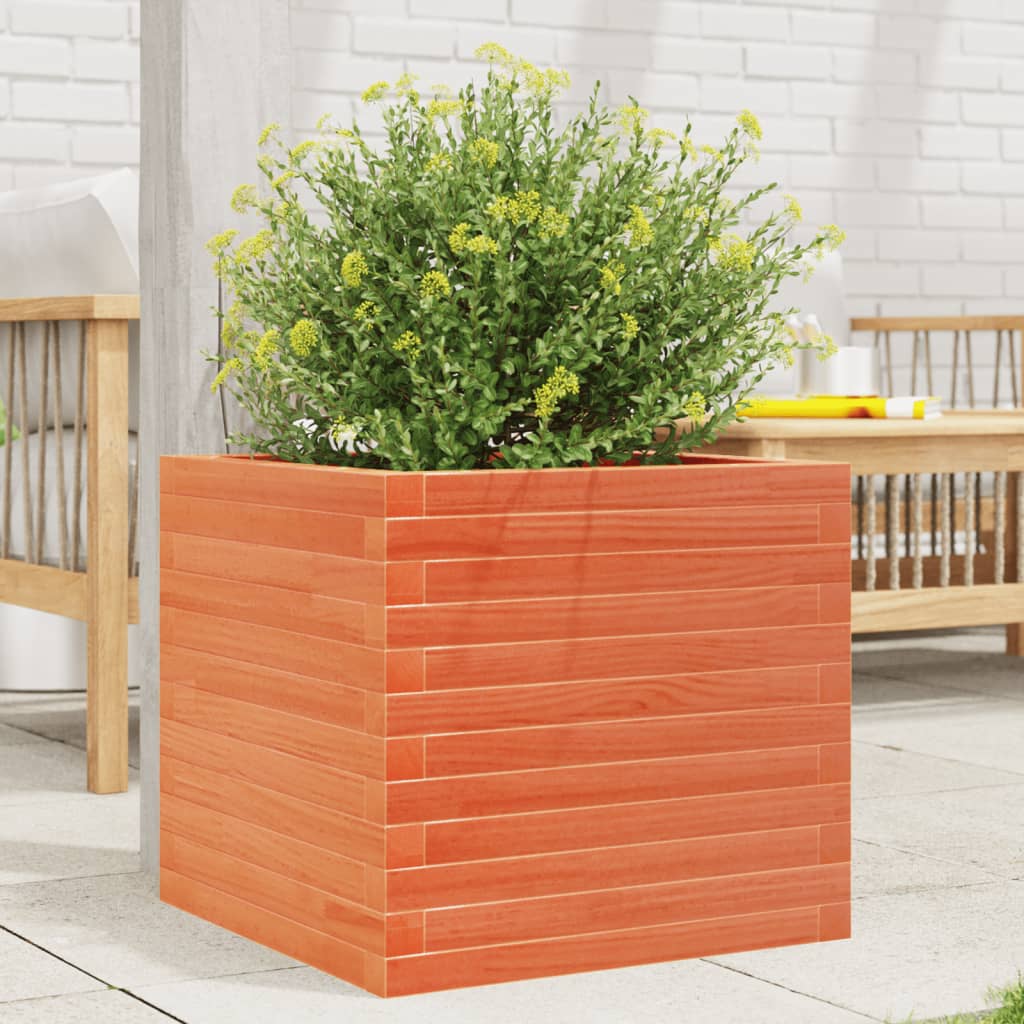 E-shop Multidom Záhradný kvetináč voskovohnedý 50x50x45,5 cm masívna borovica
