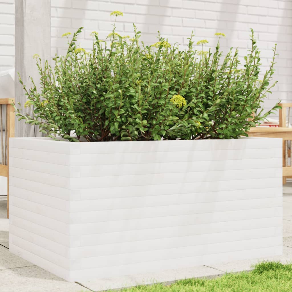 E-shop Multidom Záhradný kvetináč biely 90x60x45,5 cm masívna borovica