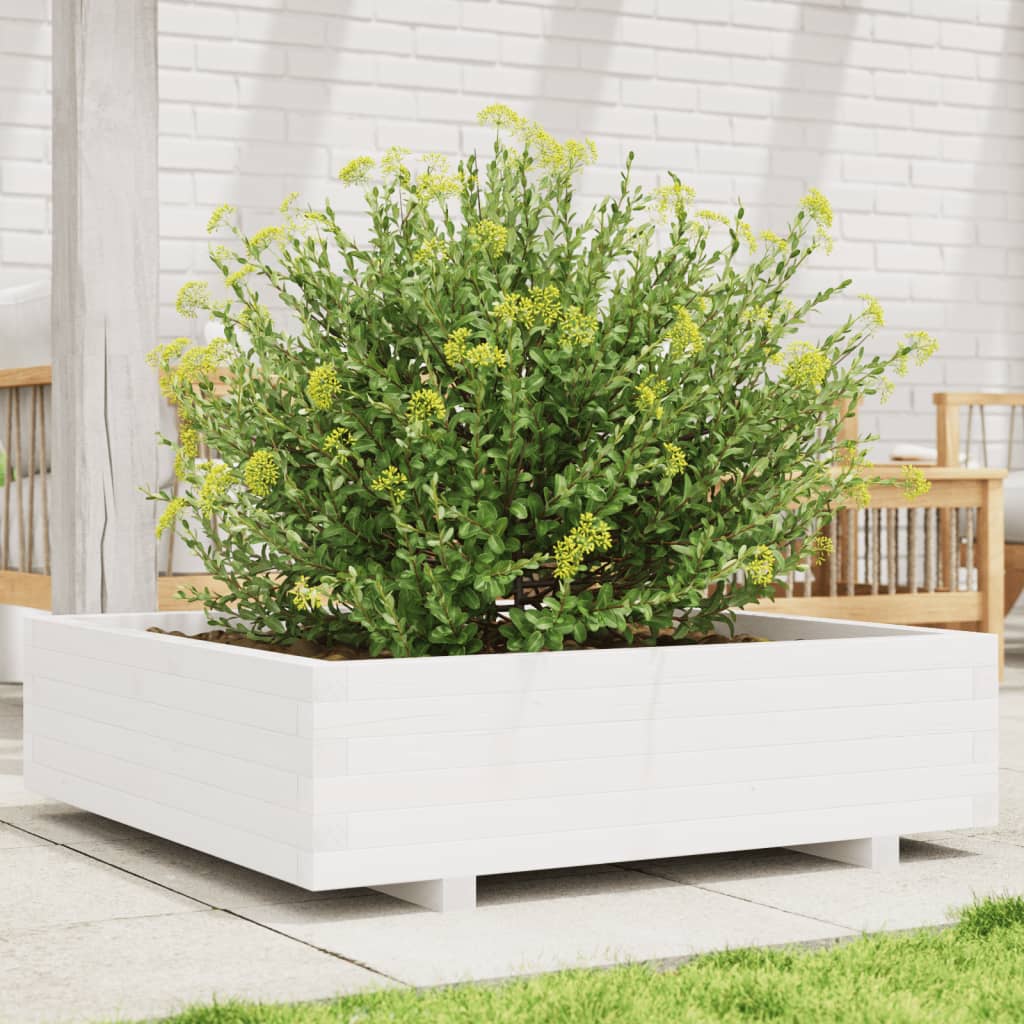 E-shop Multidom Záhradný kvetináč biely 90x90x26,5 cm masívna borovica