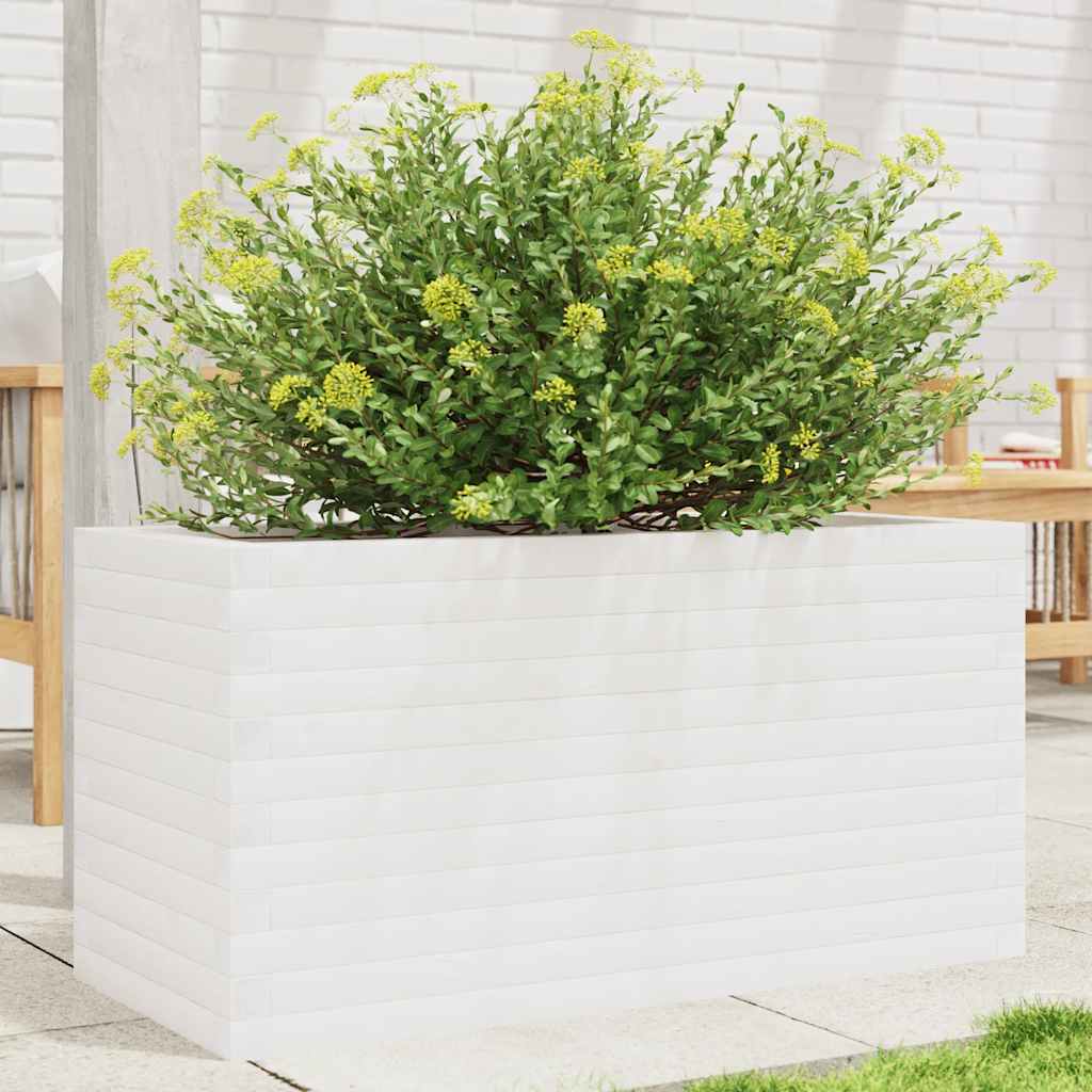 E-shop Multidom Záhradný kvetináč biely 90x40x45,5 cm masívna borovica