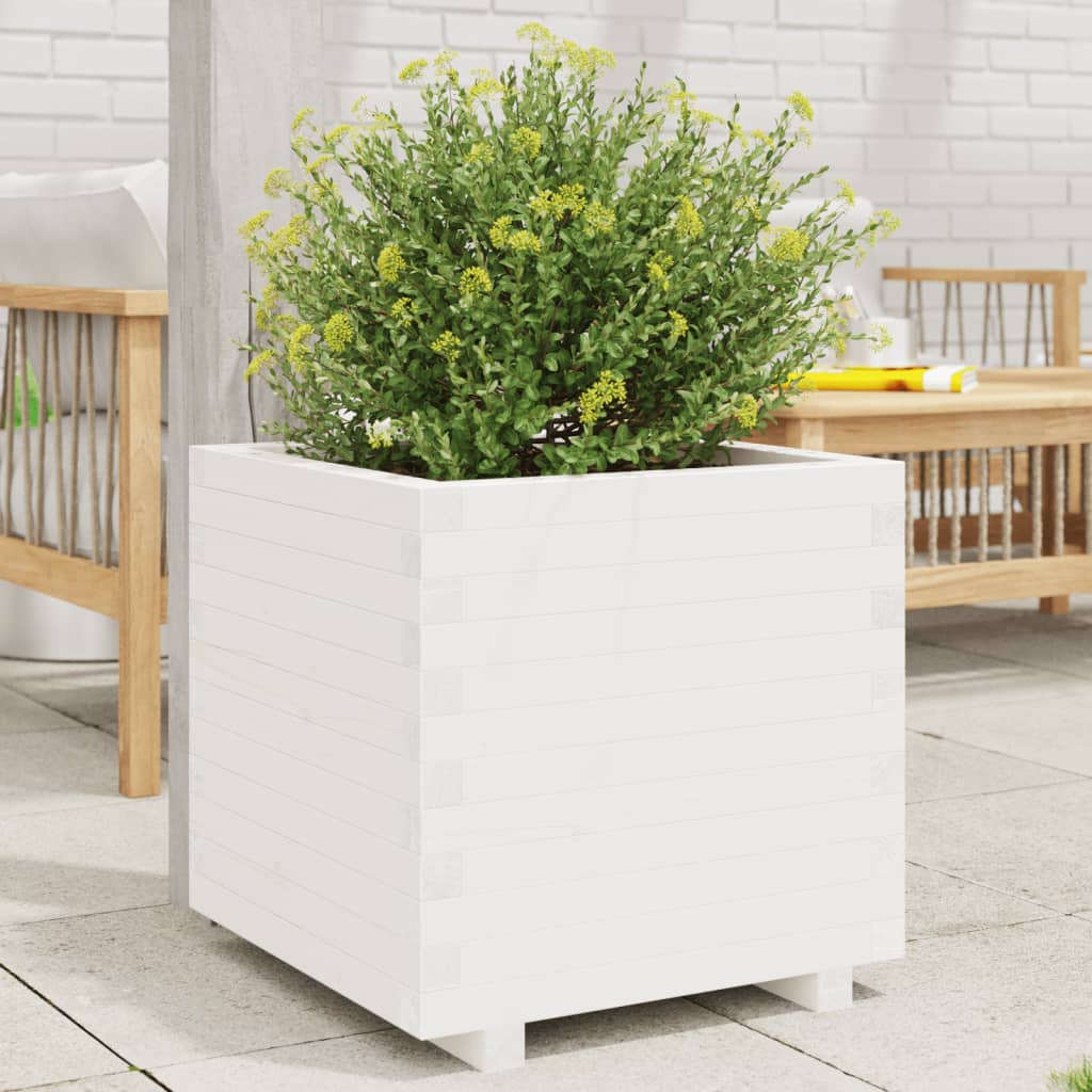 E-shop Multidom Záhradný kvetináč biely 60x60x49,5 cm masívna borovica