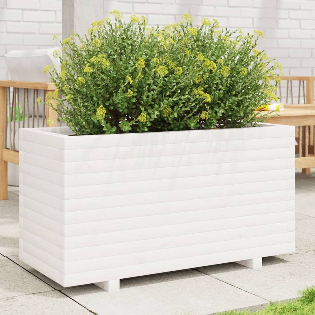 E-shop Multidom Záhradný kvetináč biely 90x40x49,5 cm borovicový masív