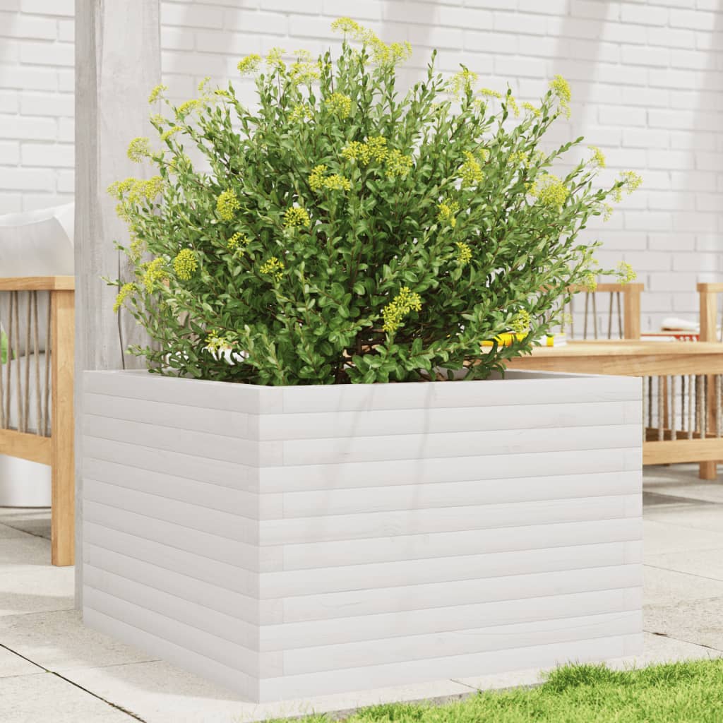 E-shop Multidom Záhradný kvetináč biely 70x70x45,5 cm borovicový masív