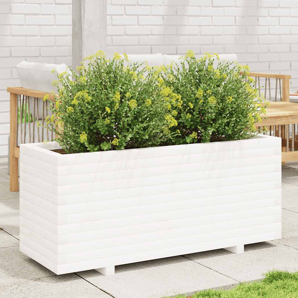 E-shop Multidom Záhradný kvetináč biely 110x40x49,5 cm borovicový masív