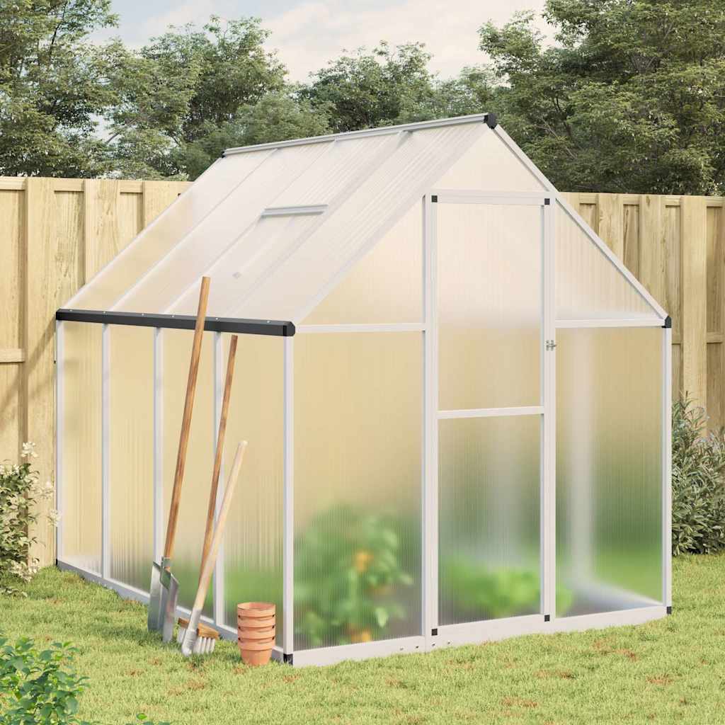 Multidom Skleník so základovým rámom strieborný 224x169x195 cm hliník