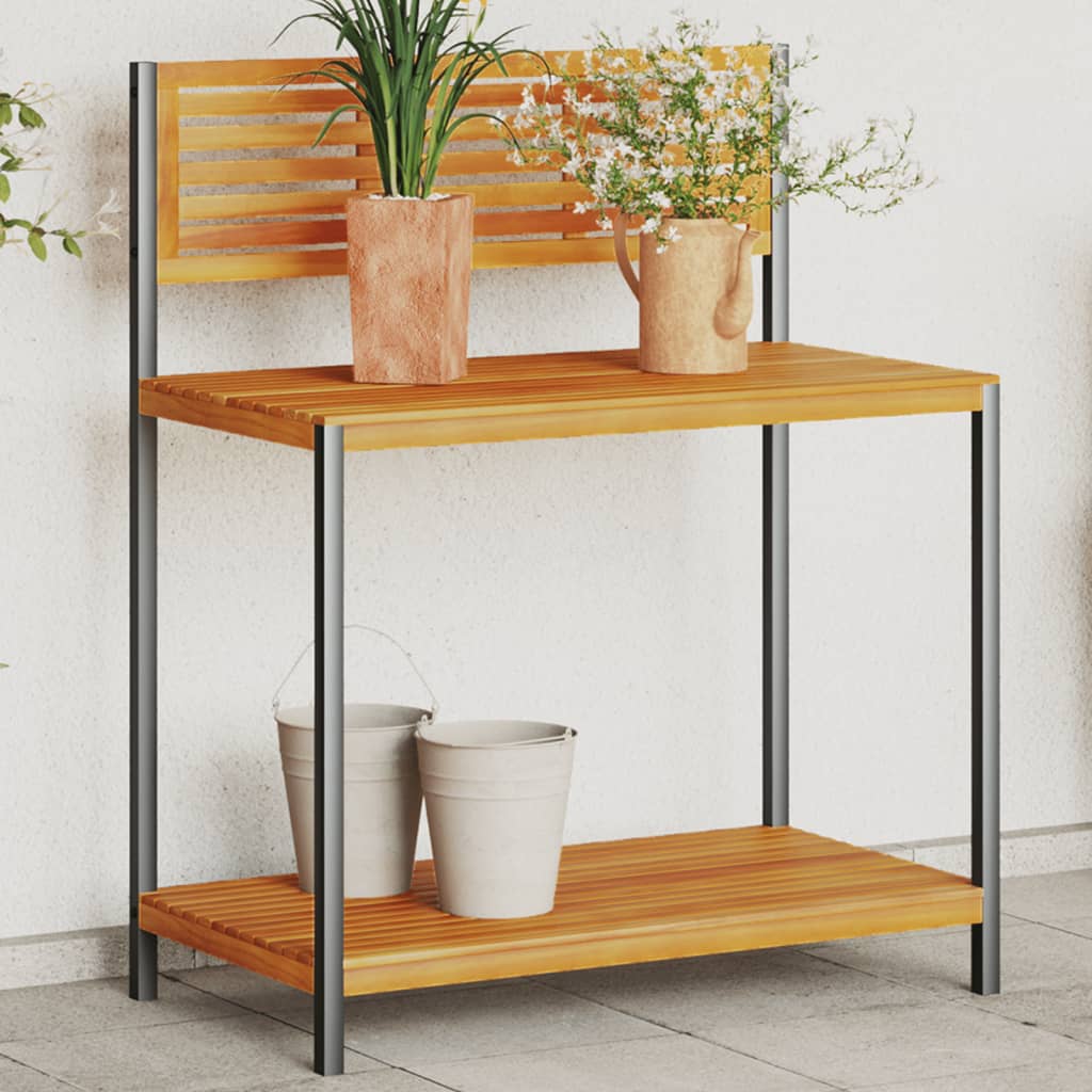 E-shop Multidom Záhradný pracovný stôl 90x50x110 cm masívna akácia a oceľ
