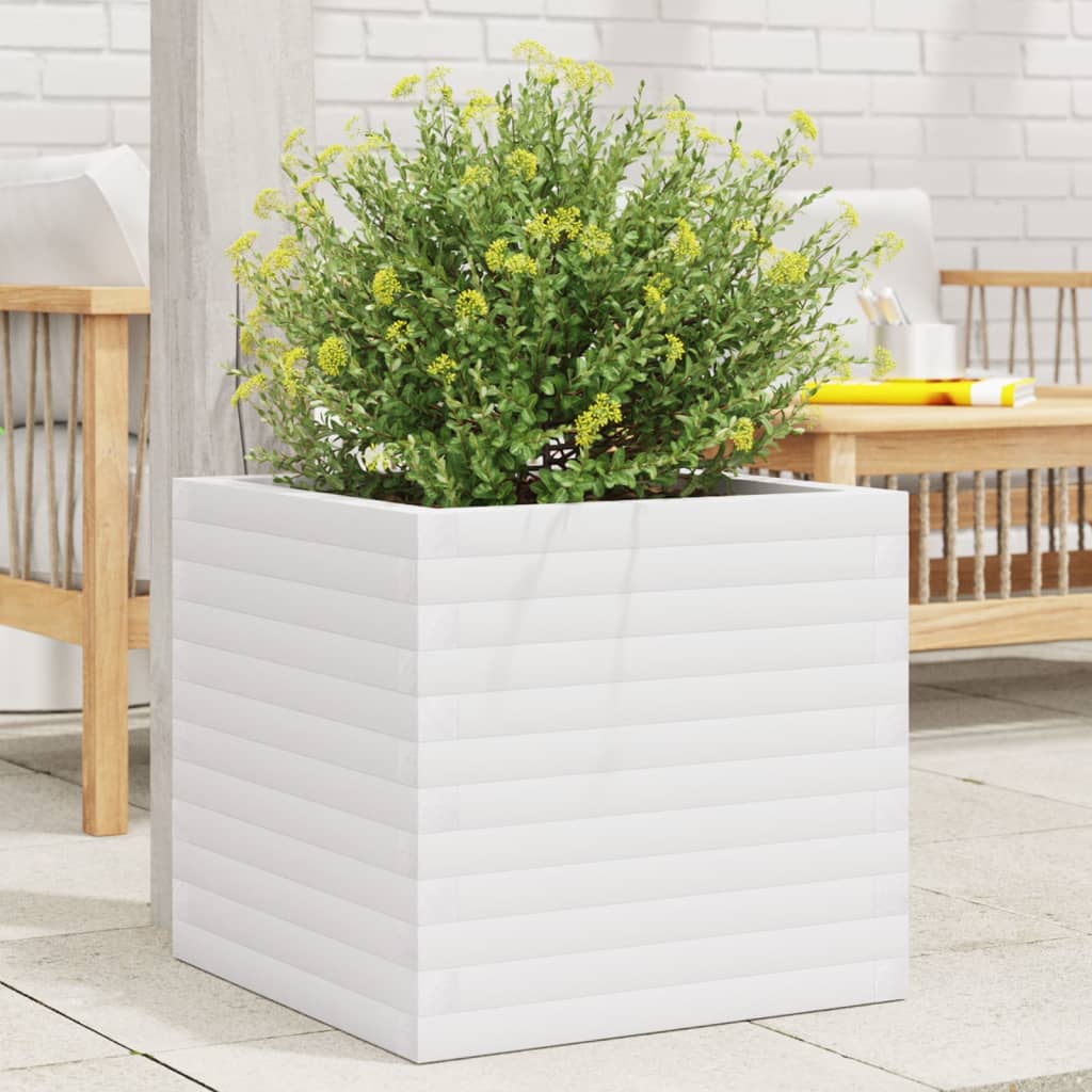 E-shop Multidom Záhradný kvetináč biely 50x50x46 cm masívna borovica