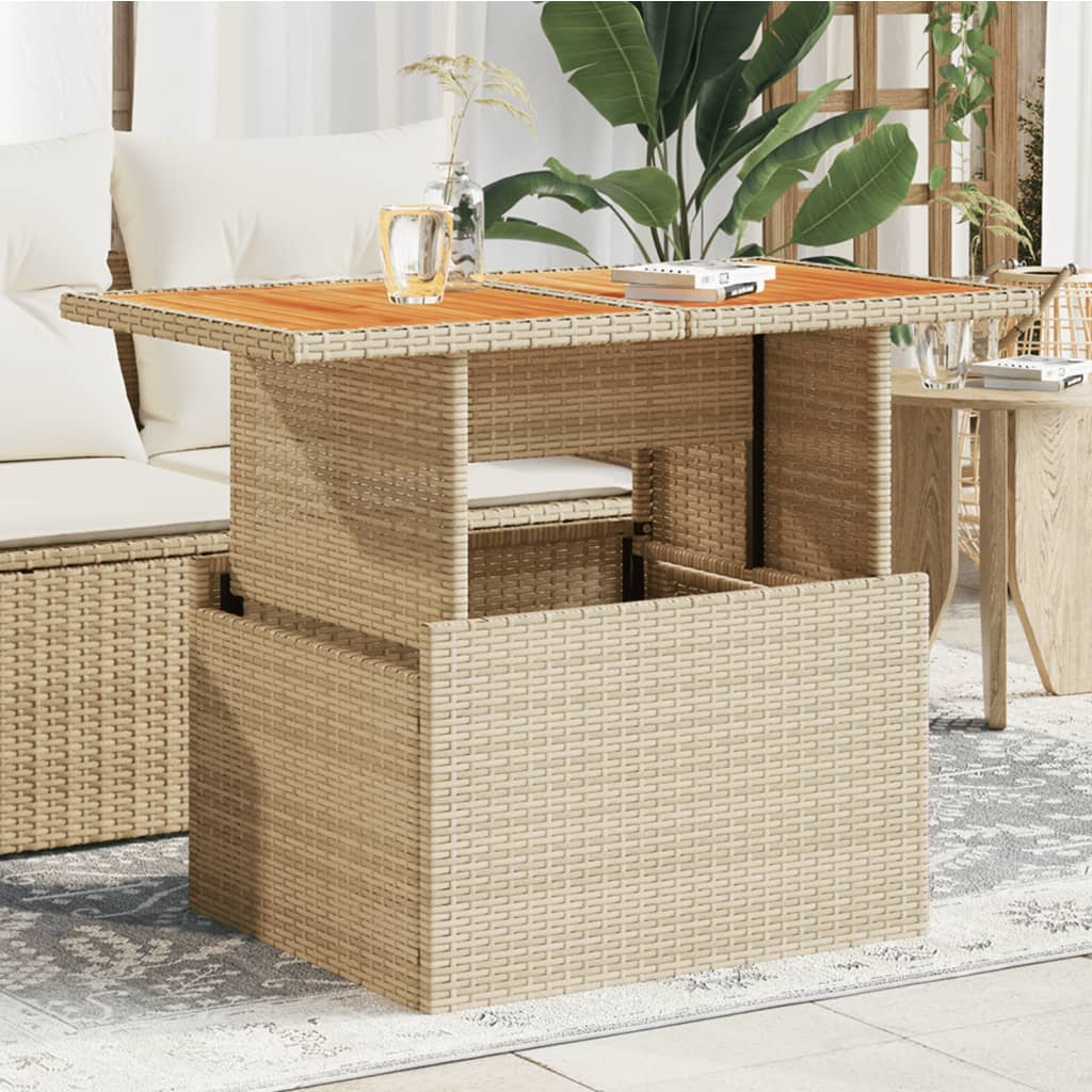 E-shop Multidom Záhradný stôl béžový 100x55x73 cm polyratan a akáciové drevo