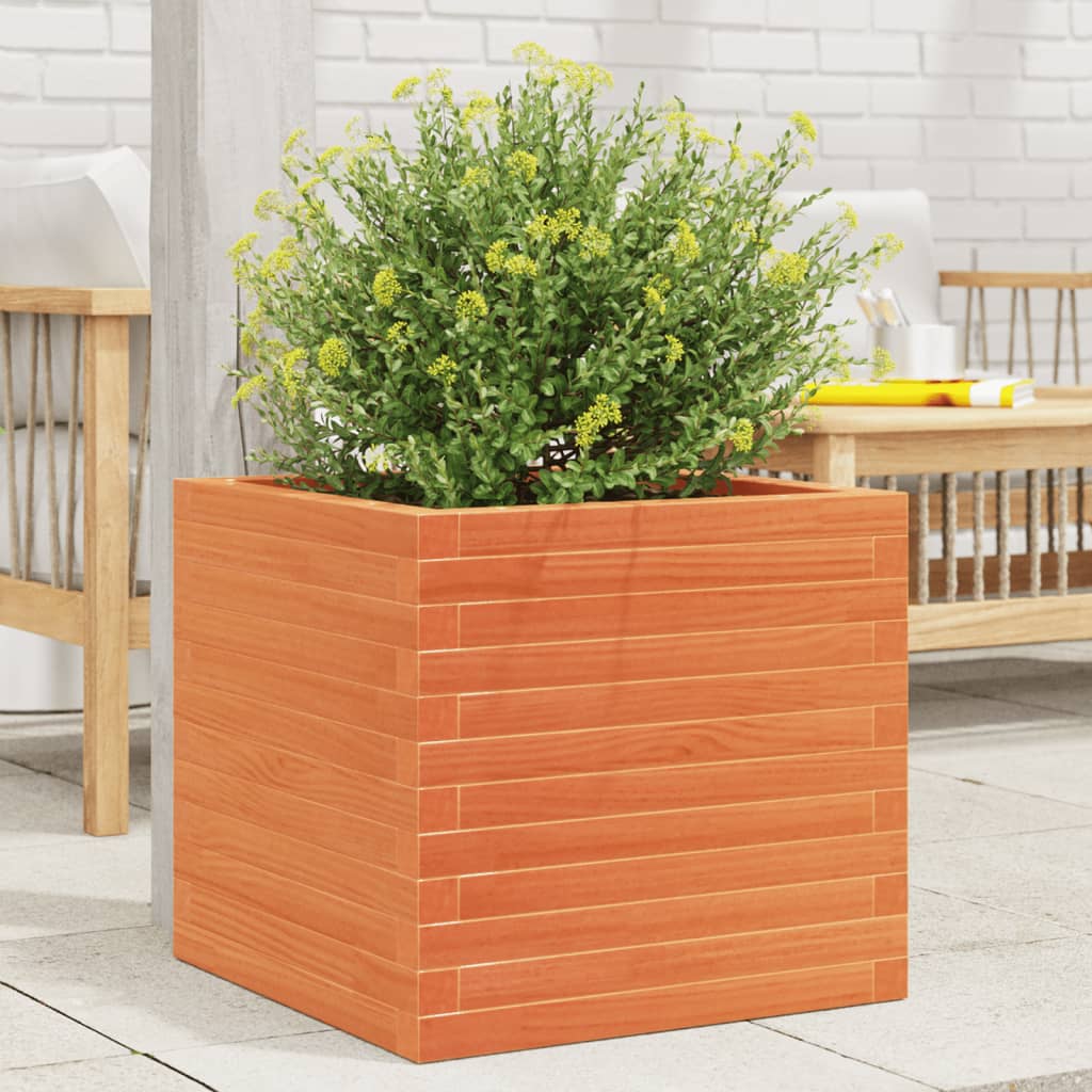 E-shop Multidom Záhradný kvetináč voskovohnedý 50x50x46 cm masívna borovica