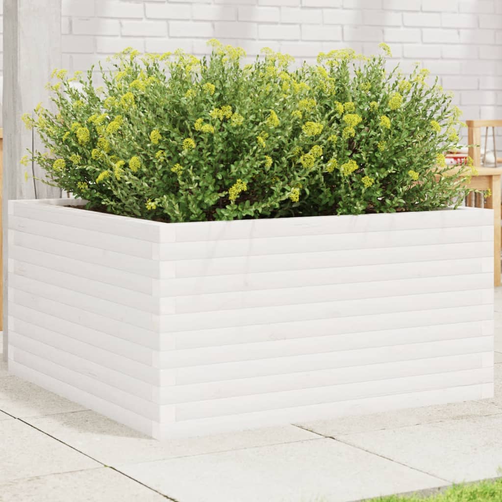 E-shop Multidom Záhradný kvetináč biely 90x90x46 cm masívna borovica