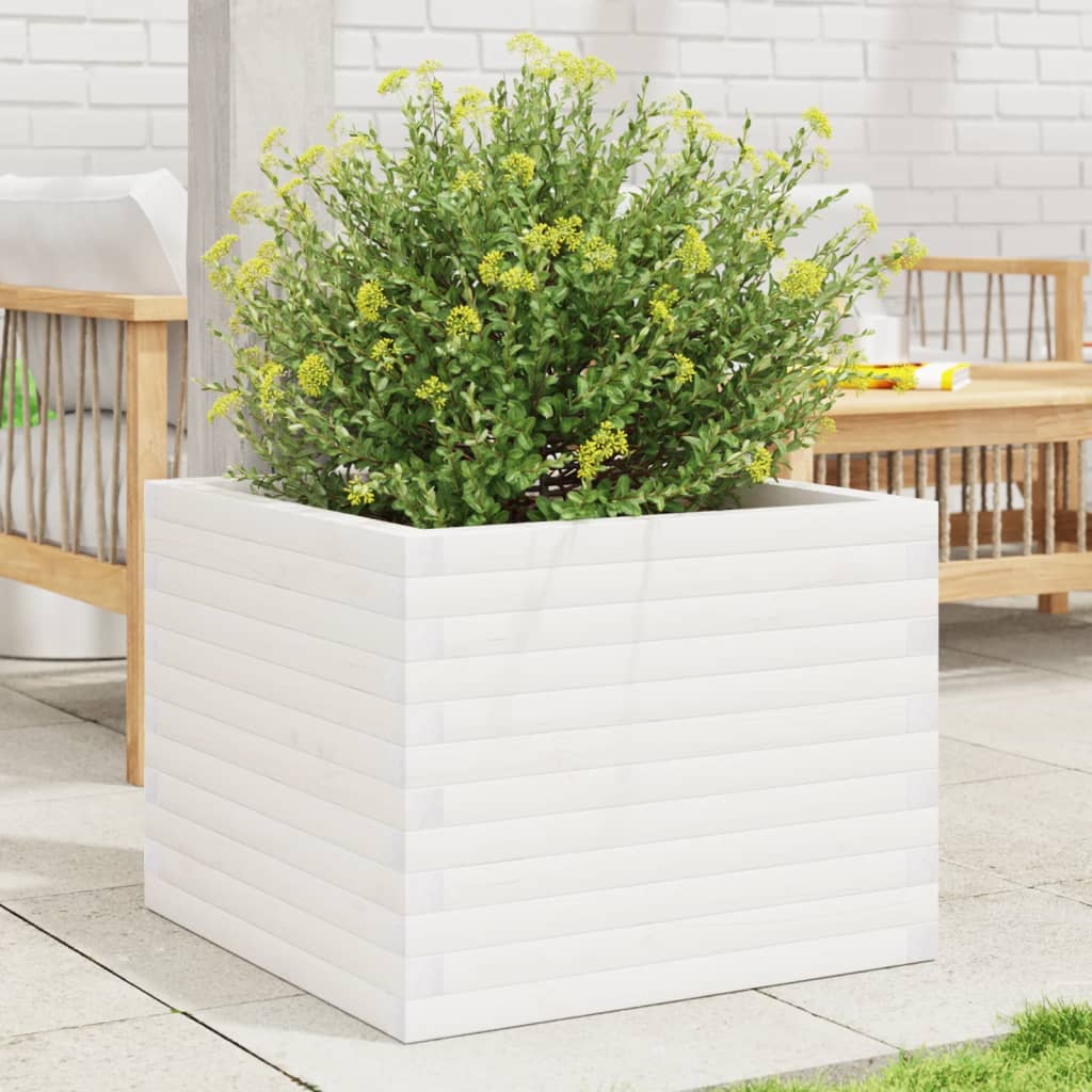E-shop Multidom Záhradný kvetináč biely 60x60x46 cm masívna borovica