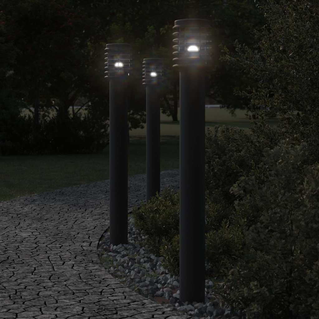 E-shop Multidom Vonkajšie stojace lampy 3 ks čierne 110 cm nehrdzavejúca oceľ
