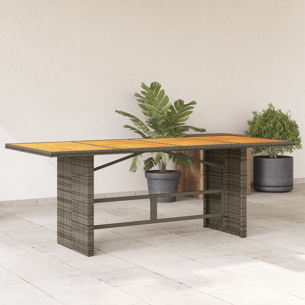 E-shop Multidom Záhradný stôl s akáciovou doskou sivý 190x80x75 cm polyratan