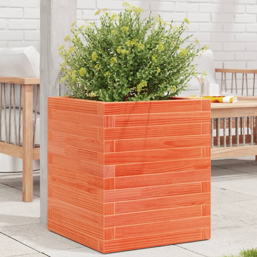 E-shop Multidom Záhradný kvetináč voskovohnedý 40x40x46 cm masívna borovica
