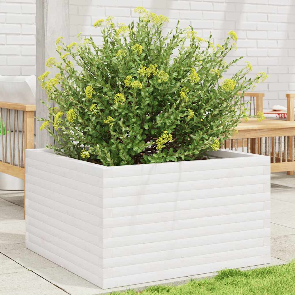 E-shop Multidom Záhradný kvetináč biely 80x80x46 cm borovicový masív
