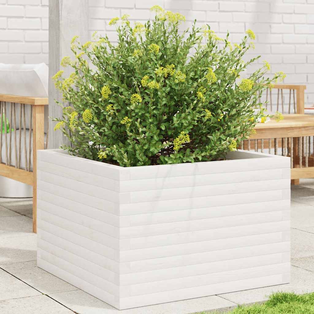E-shop Multidom Záhradný kvetináč biely 70x70x46 cm borovicový masív