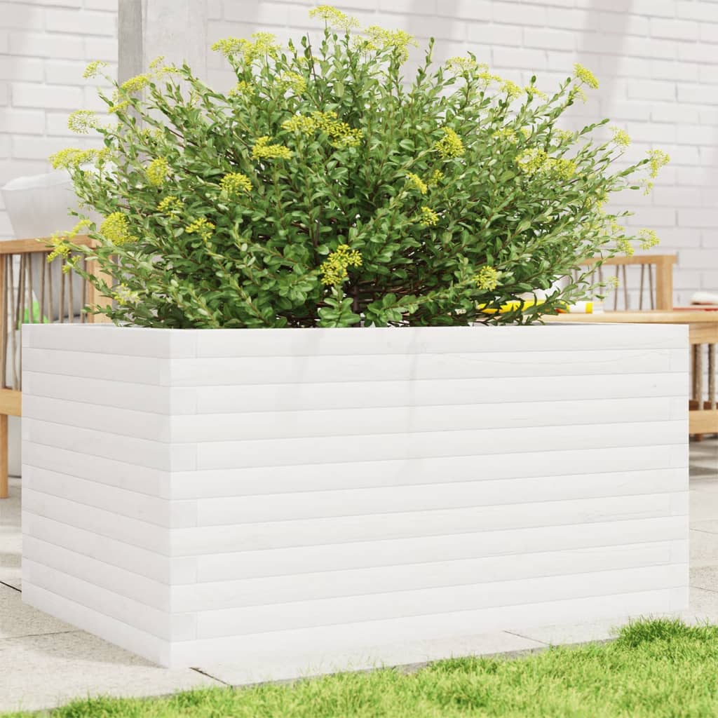 E-shop Multidom Záhradný kvetináč biely 90x60x46 cm borovicový masív