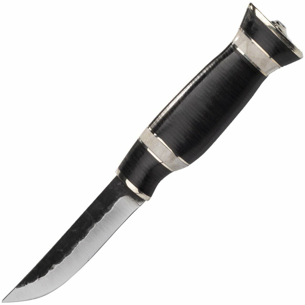 WOOD JEWEL WJ23NP lovecký nôž 9,5cm, koža, čierna, kožené puzdro