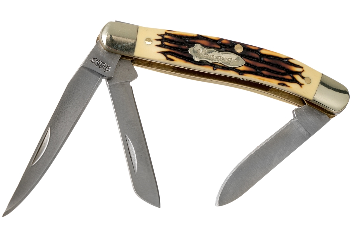 Schrade 897UH Uncle Henry Premium Stock 3 9/16" vreckový lovecký nôž 6,7 cm, Staglon-plast, 3 čepele