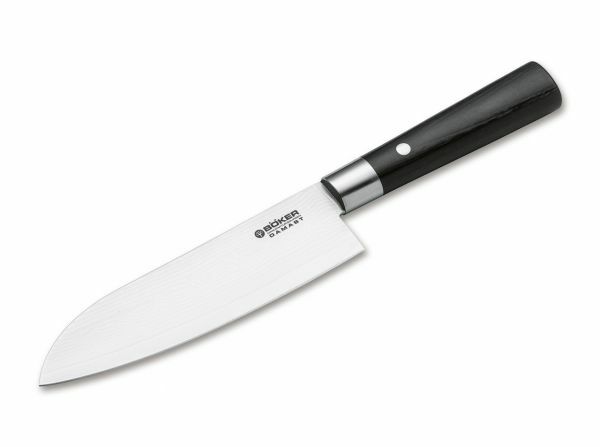 Böker Manufaktur Solingen 130417DAM Damast Black Santoku kuchynský nôž 17,2cm, čierna, damašek
