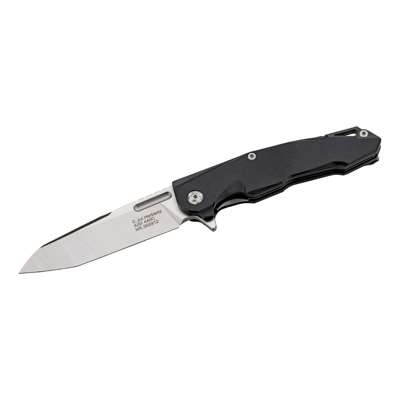 E-shop Herbertz 568912 jednoručný vreckový nôž 9,7cm, textúrovaný G10, čierna