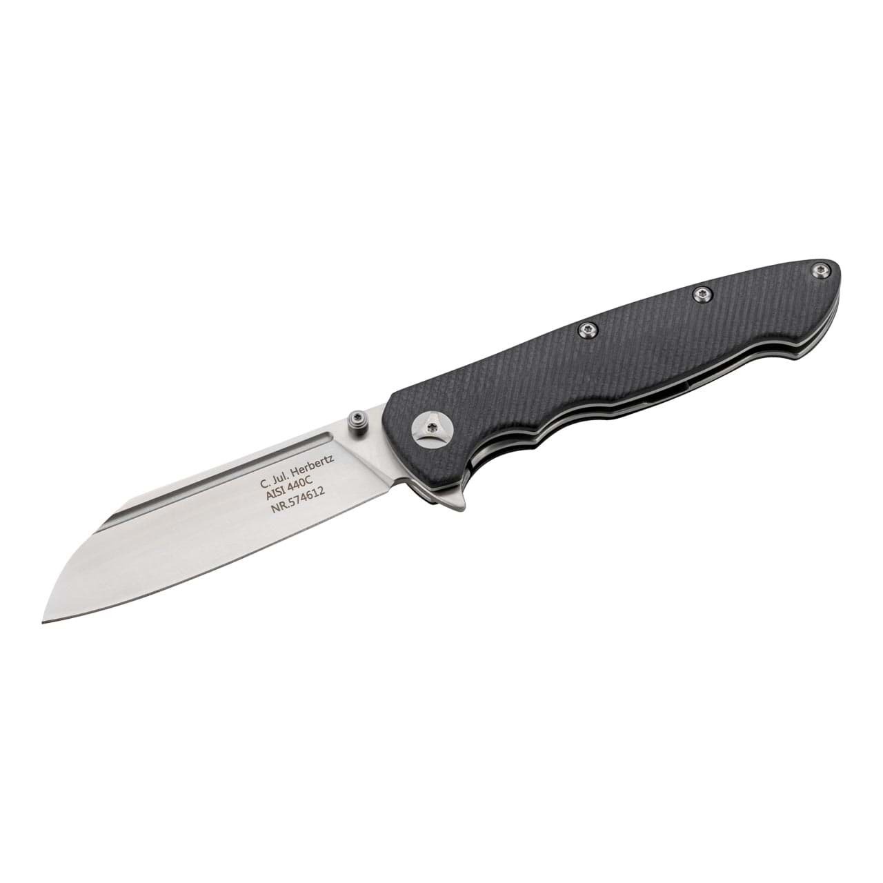 E-shop Herbertz 574612 jednoručný vreckový nôž 9cm Sheepfoot, G10, čierna