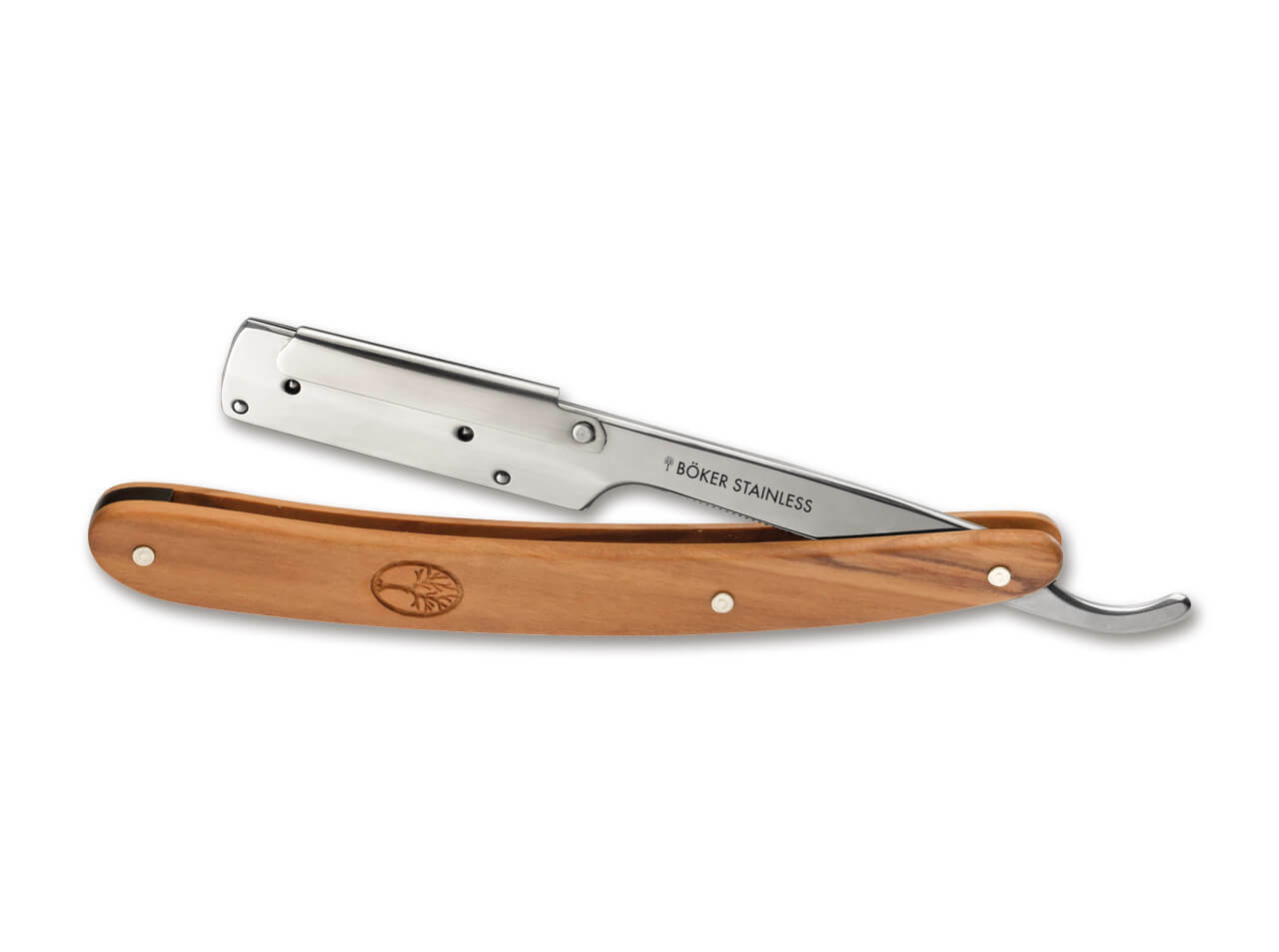 E-shop Böker Manufaktur Solingen 140906 Pro Barberette Olive britva s vymeniteľnou čepeľou, olivové drevo