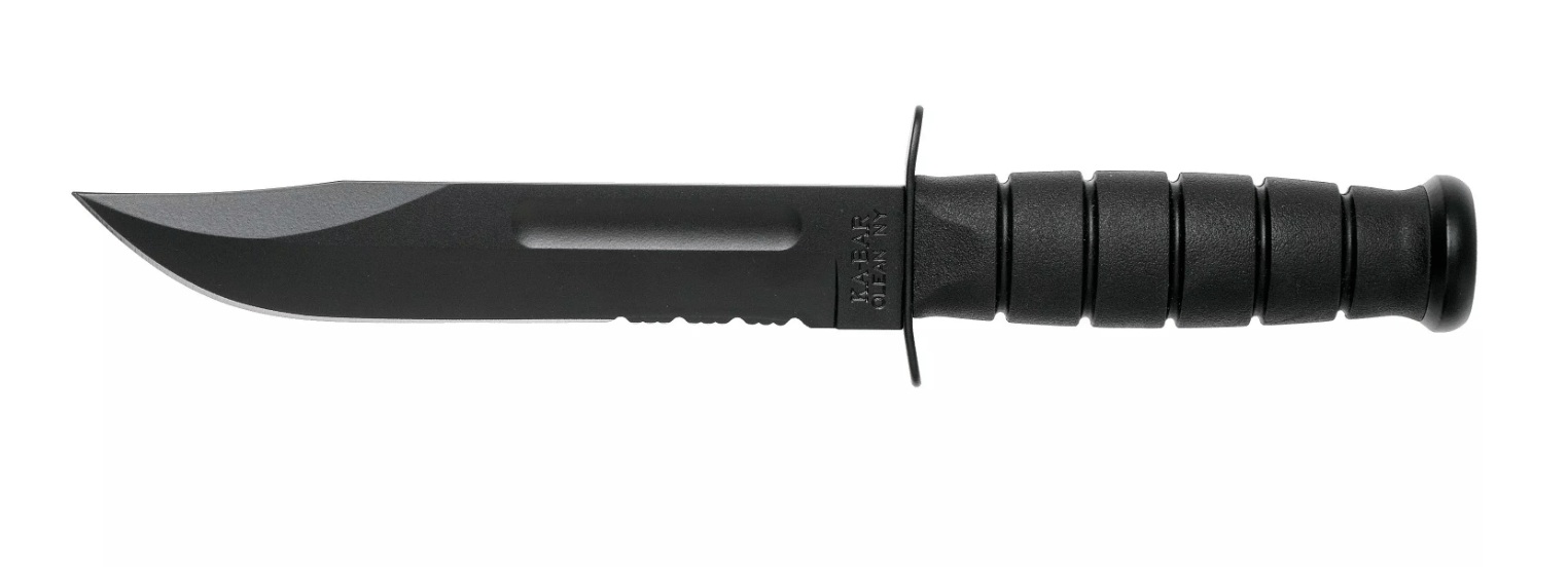 E-shop KA-BAR KB-1212 FULL SIZE BLACK bojový taktický nôž 18 cm, čierna farba, kožené puzdro