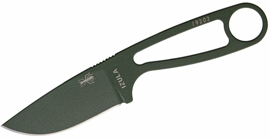 E-shop ESEE IZULA-OD malý nôž na prežitie 7,3 cm, zelená, uhlíková oceľ, puzdro