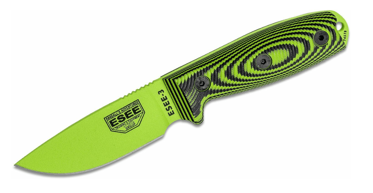 E-shop ESEE 3PMVG-007 Model 3 3D Venom Green nôž na prežitie 8,8 cm, G10, zelenočierna, čierne puzdro