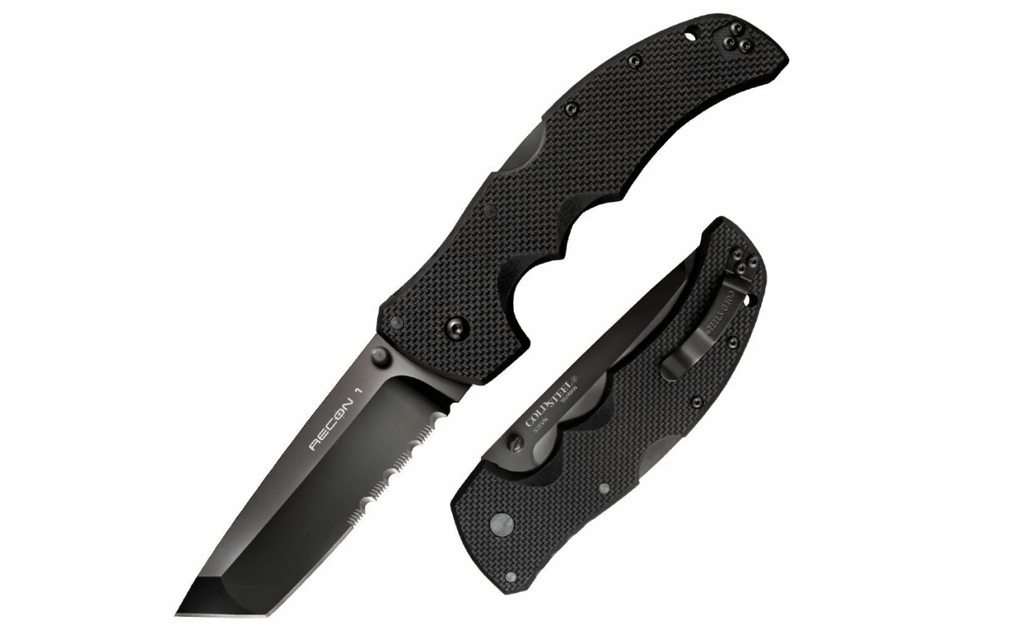 E-shop Cold Steel 27BTH Recon 1 Hlaf Serrated Tanto vreckový nôž 10,2 cm, DLC, čierna, G10
