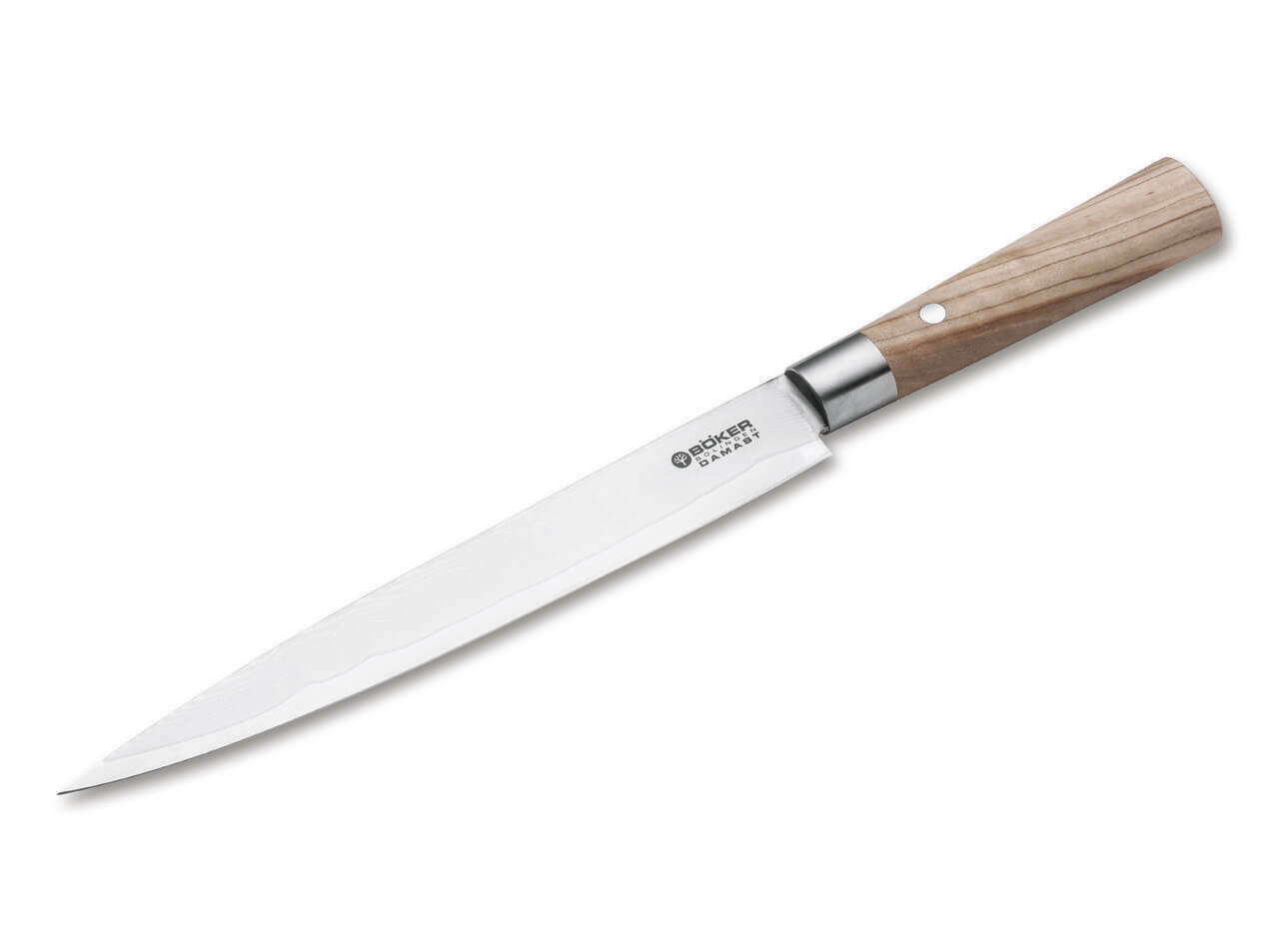 E-shop Böker Manufaktur Solingen 130445DAM Damascus Olive krájací nôž 22,9 cm, damašek, olivové drevo